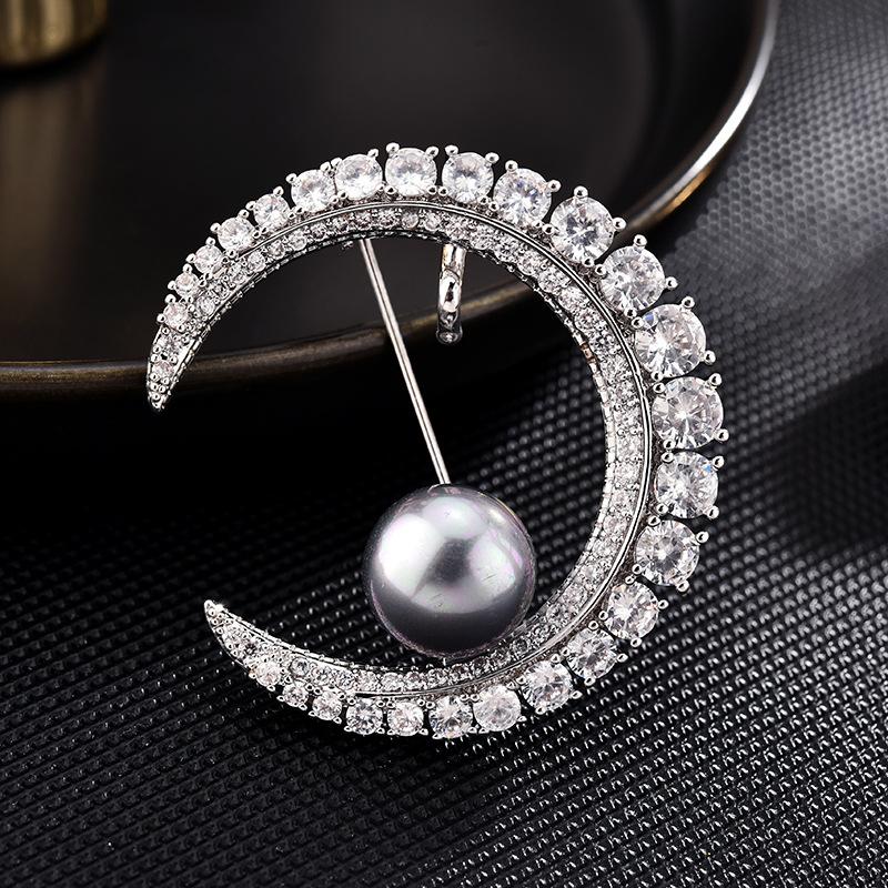 

Pins, Brooches Stars Moon High-end Broche Needle Trend Jacket Pin Wild Fashion Autumn And Winter Brooch Sweater Accessories Wholesale Female