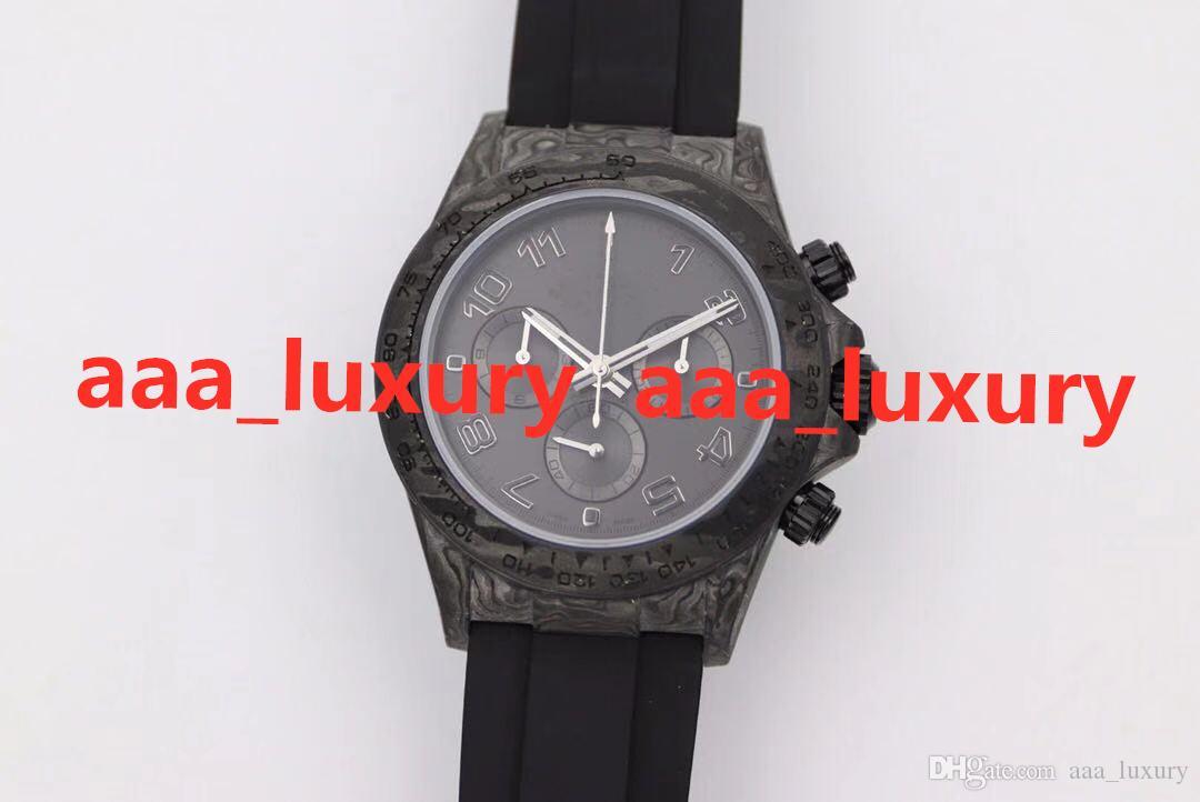 

JH 40x13.6mm reloj de lujo carbon fiber case 7750 automatic mechanical movement Chronograph function waterproof mens watches, Slivery;brown