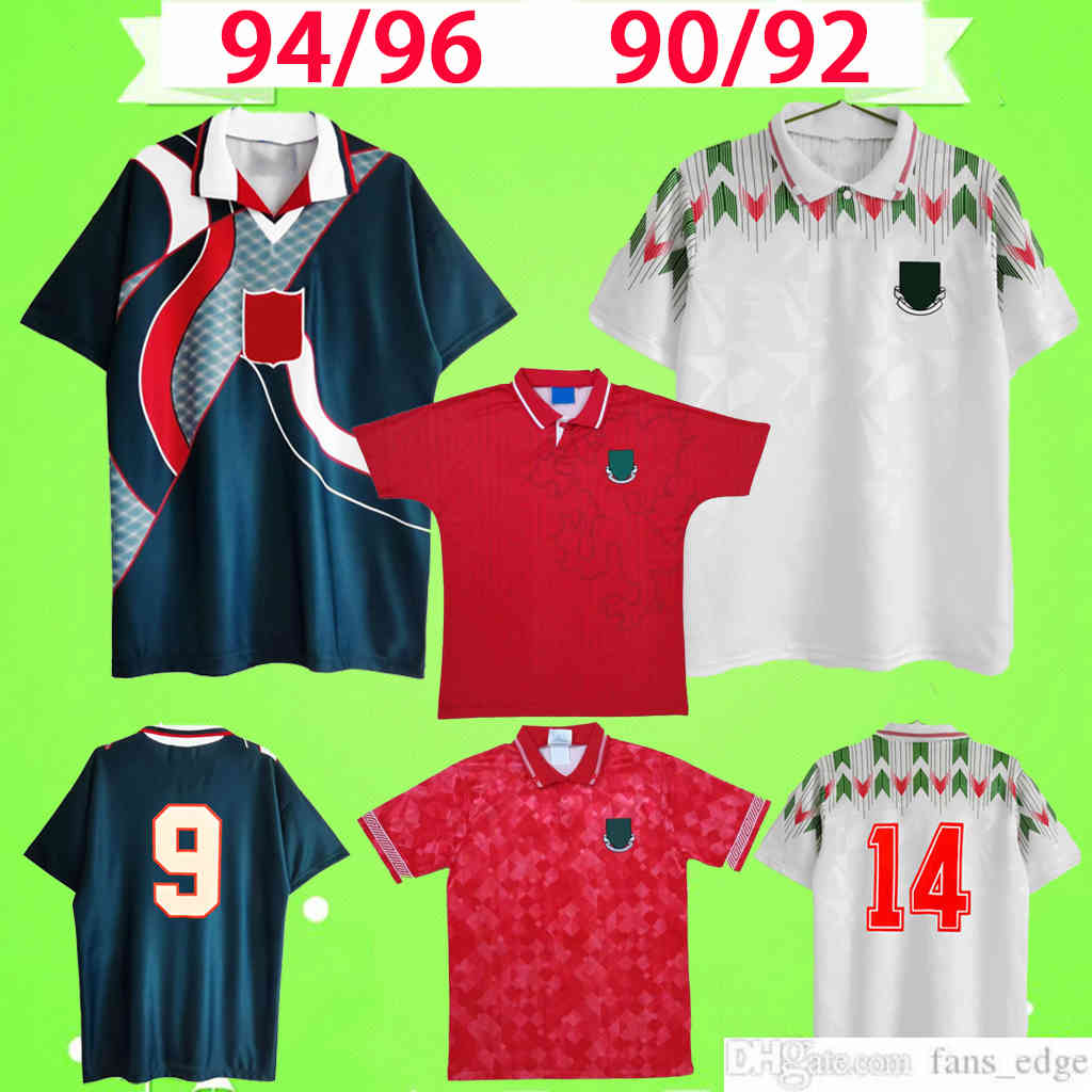 

1990 1992 1994 1996 Wales Retro Soccer Jersey RUSH home red white green men classic Football shirt top uniform Vintage commemorate antique 90 92 94 96