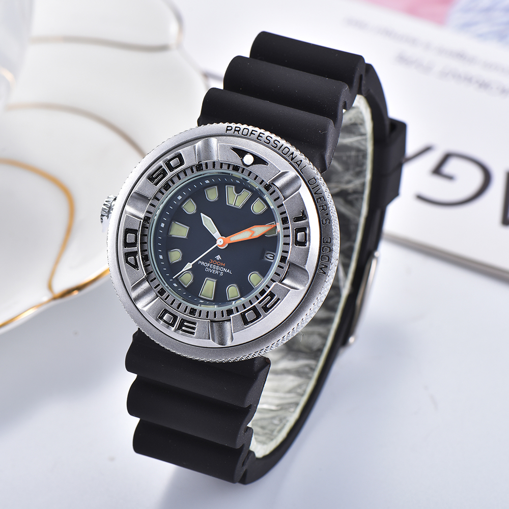 

Sport mens watches rubber strap quartz movement drive watch eco luminous waterproof wristwatch analog auto date rotate bezel wristwatches montre de luxe