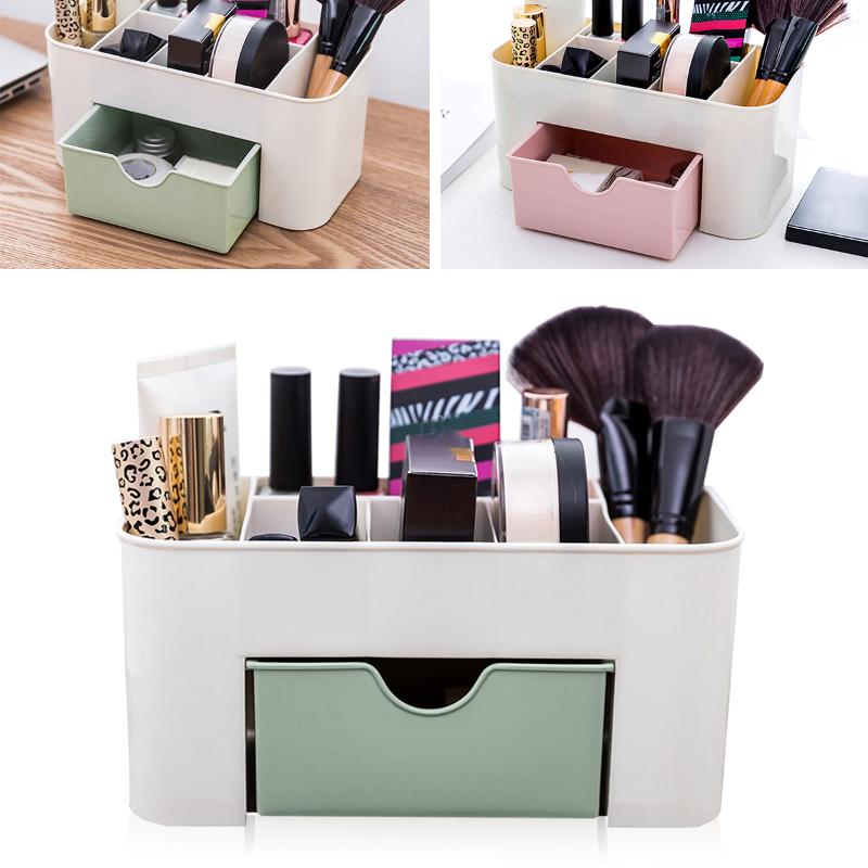 

Storage Boxes & Bins Cosmetic Box Plastic Makeup Organizer With Drawers For Jewelry Skin Care Nail Polish Brushes Desk Dresser