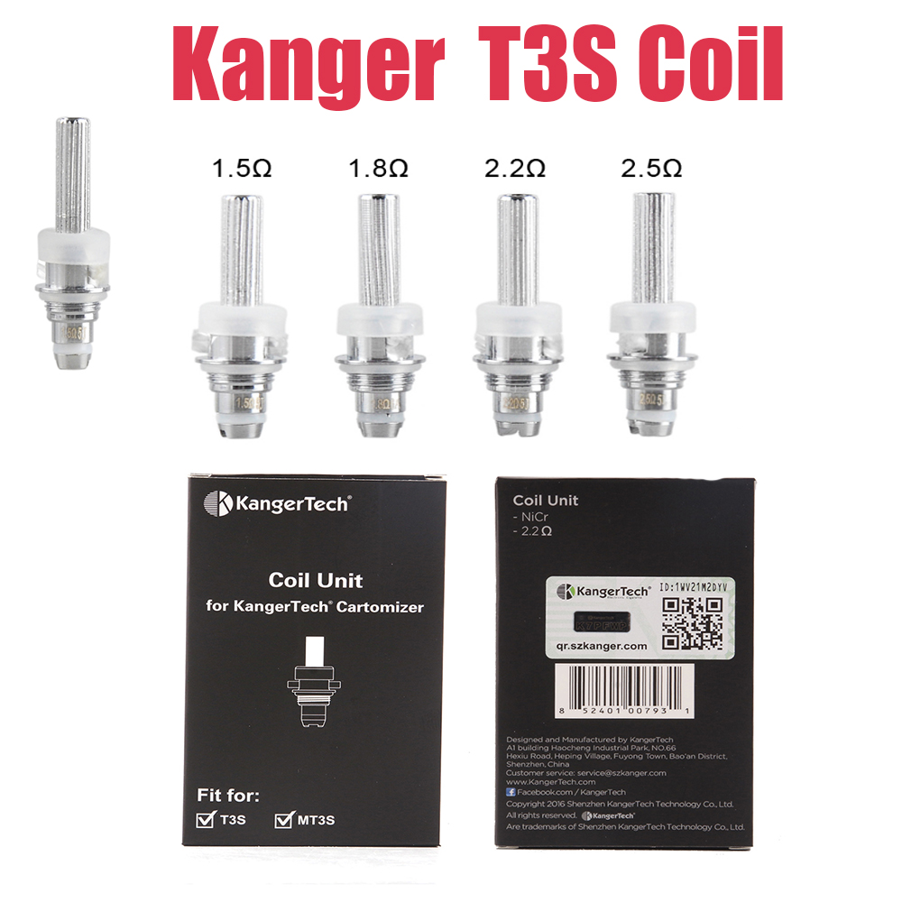 

Original KANGER T3S coil head For T 3S MT3S T2 Evod atomizer 1.5ohm 1.8ohm 2.2ohm 2.5ohm VS Ego-510 series HK DHL Delivery