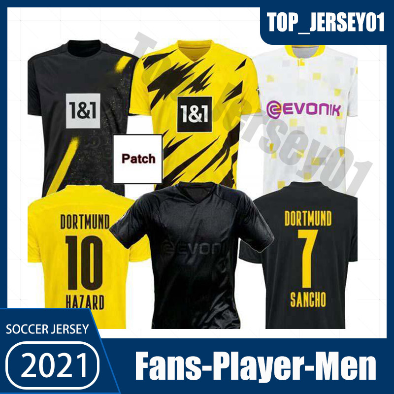 

MAN 19 20 21 Dortmund Borussia REUS Guerreiro Jerseys SOCCER Blackout SANCHO HUMMELS HAALAND sport shirt BRANDT01, Black