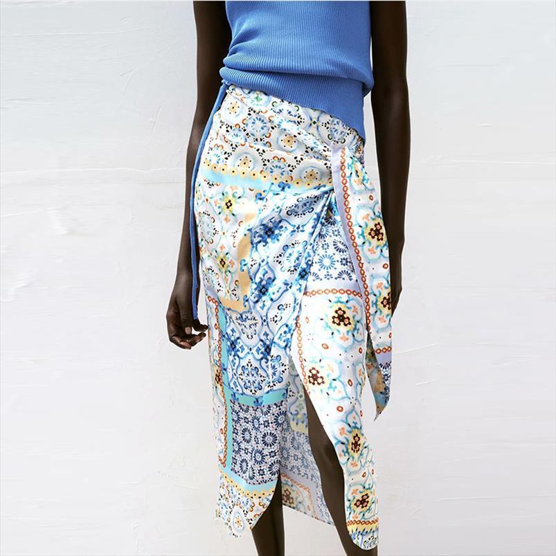 

za fashion chic print irregular womens skirts summer casual street youth mix match, Black