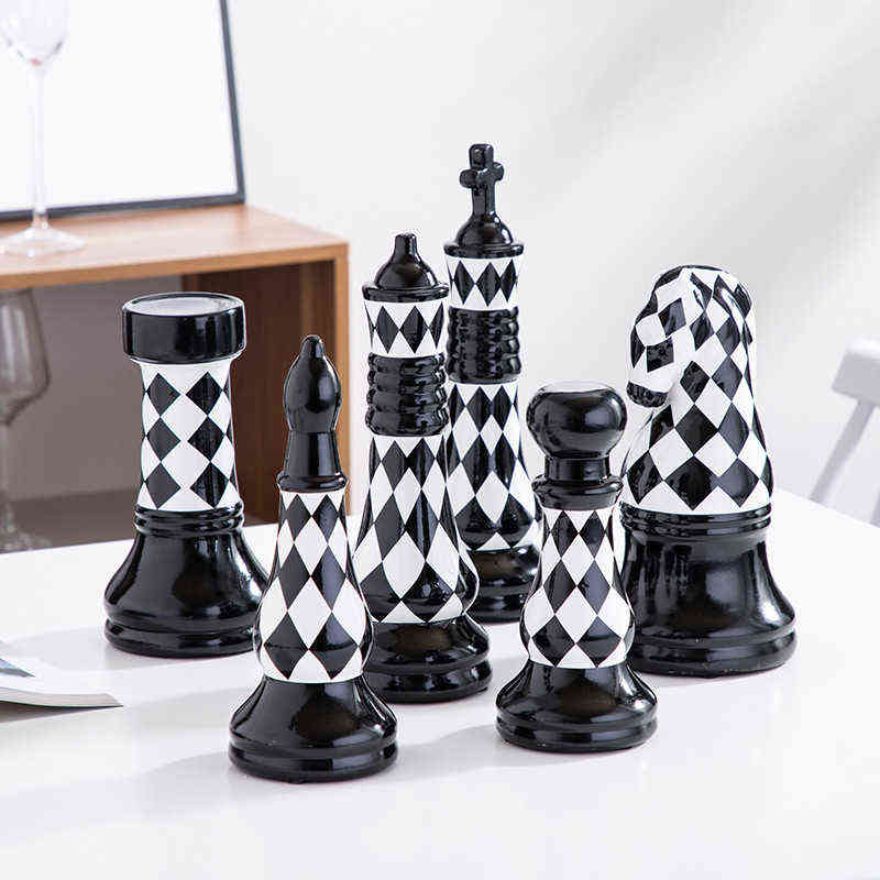 

Chess Ornaments Ceramic Chess Pieces Board Games Accessories International Chess Home Decor Simple Chessmen Ornaments H1102