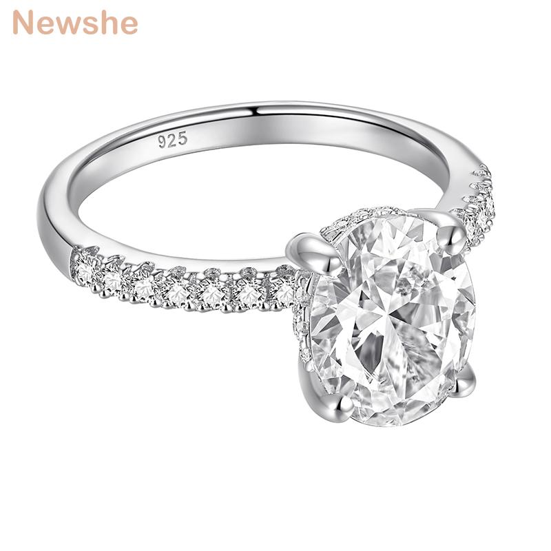 

Cluster Rings She Solid 925 Sterling Silver Engagement Ring For Women Brilliant Oval Cut Cubic Zircon Bridal Wedding Jewelry BR1145, Golden;silver