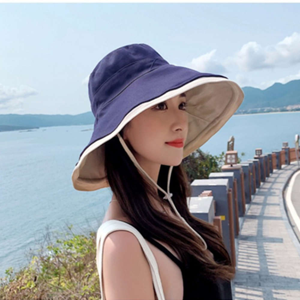 

Sun hat Fisherman's Women's spring summer Korean version cover face, and ultraviolet rays travel sun big edge basin Hat tide, Blue;gray