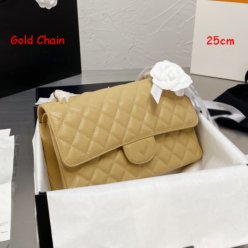 

17c/20c/25c Women's C Caviar Leather Classic Double Large Flap Bags Luxurys Designers Mini Small Cowhide Crossbody Matelasse Chain Unde