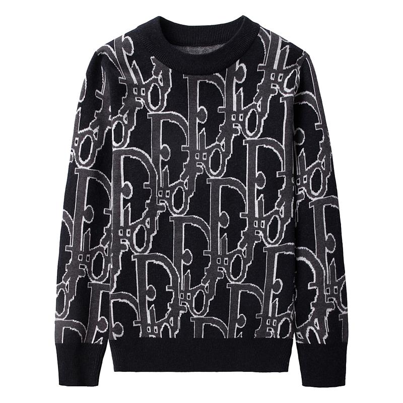 

Men's Sweaters 2021 Black Khaki Print Long Sleeves Autumn Winter Pullover Knitted O-Neck Plus OverSize 5XL Clothes, White;black