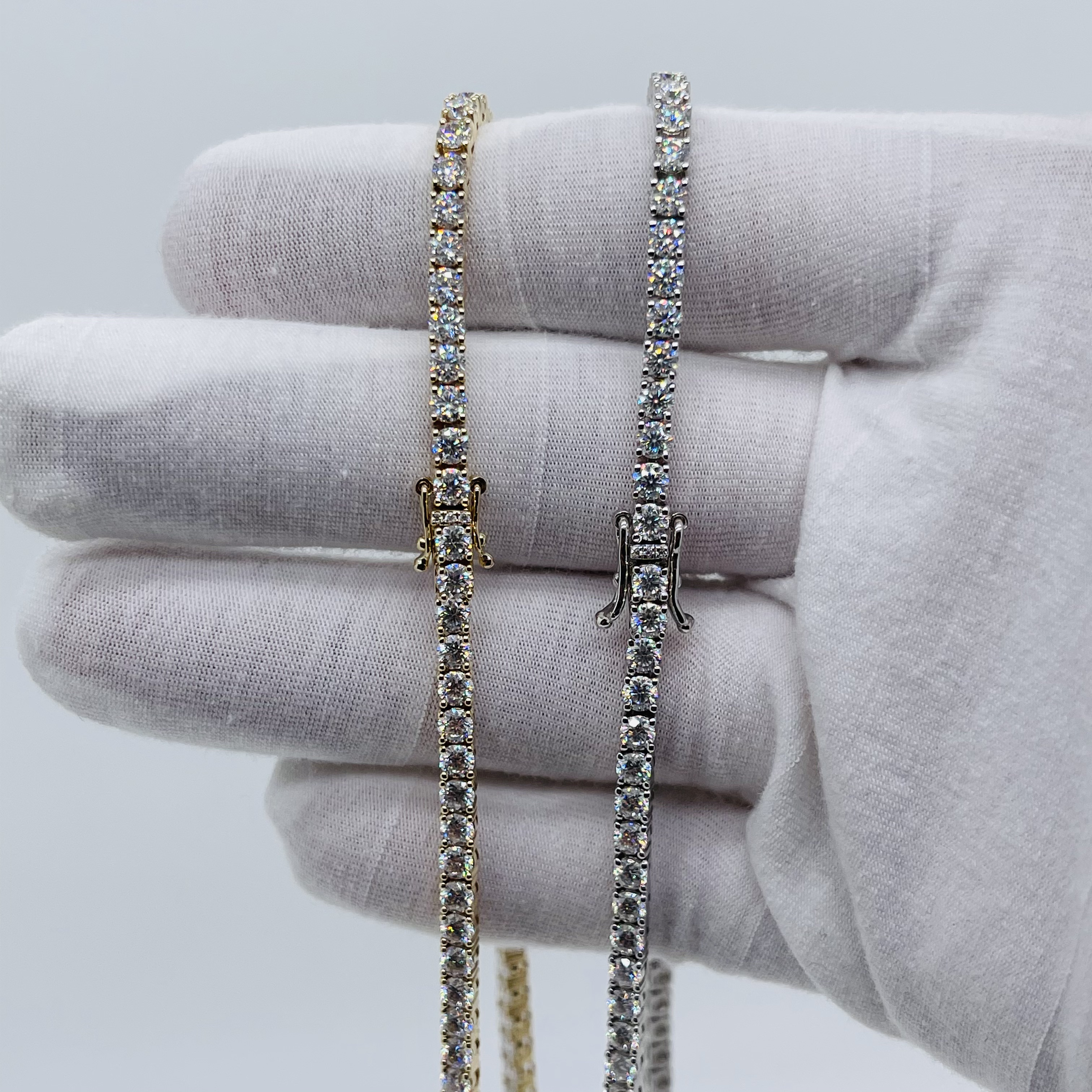 LOTUSMAPLE silver 925 plated rhodium white, yellow,rose tennis necklace chain moissanite full setting color D clarity FL diamond pass test with a