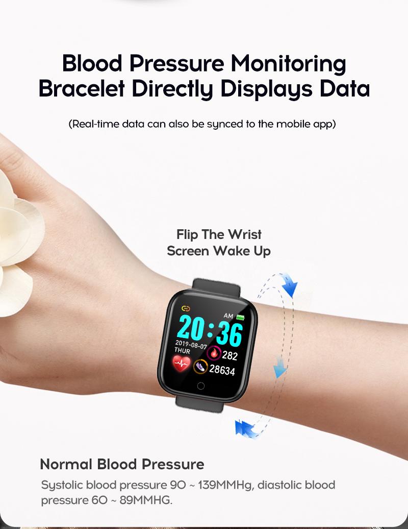 

Smart Wristbands 20pcs Y68 Watches Men Women Kids Wristband Clock HR Rate Smartwatch Fitness Tracker Bracelet VS B57 Band