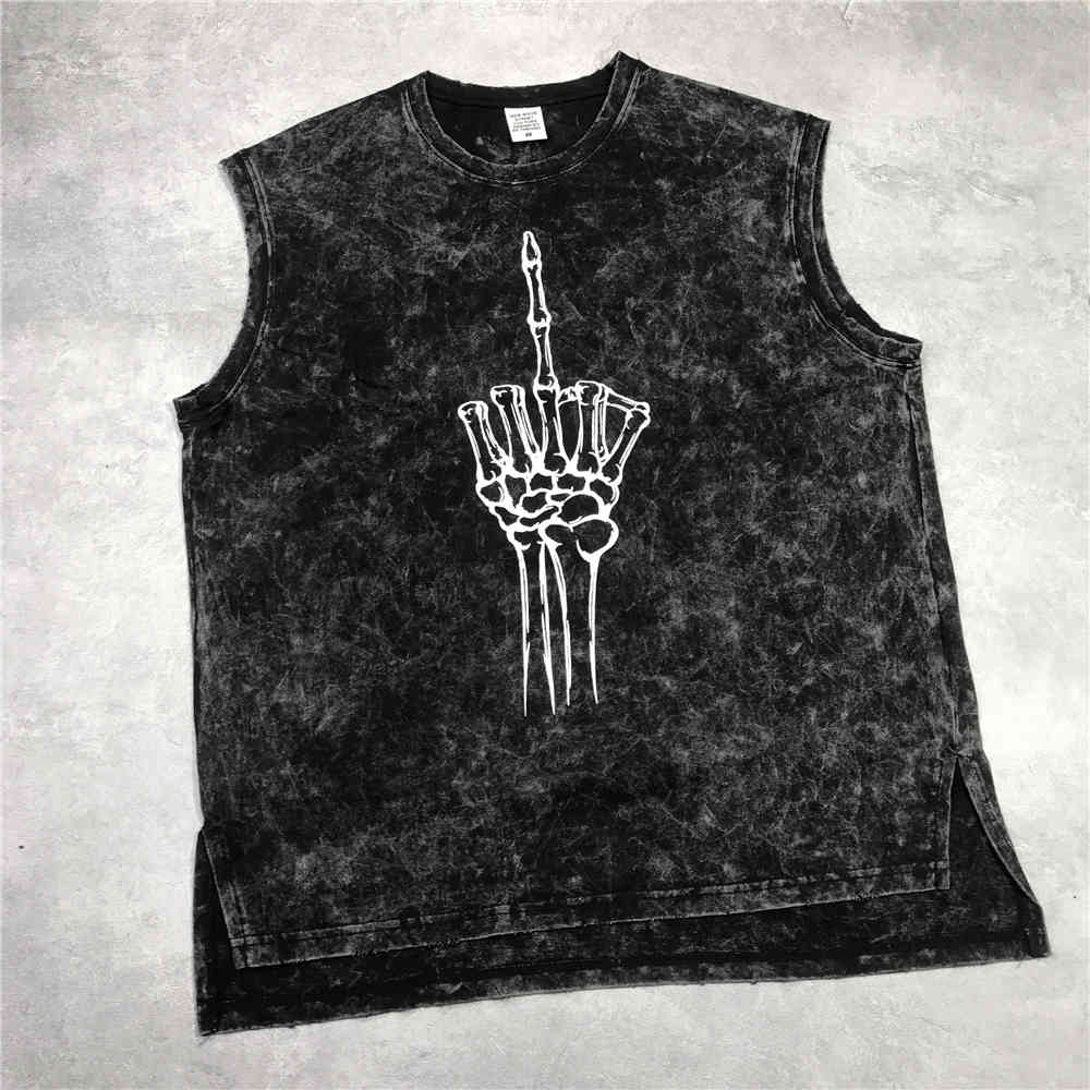 

Vintage Black Print Tank Tops Hip Hop Relaxed Sleeveless Tee Summer Streetwear, White;black