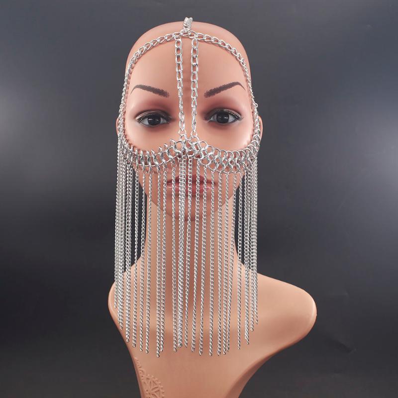 

Hair Clips & Barrettes Punk Style Head Chain Jewelry Gold Silver Headwear Long Tassel Halloween Masquerade Jewellery For Women, Golden;silver