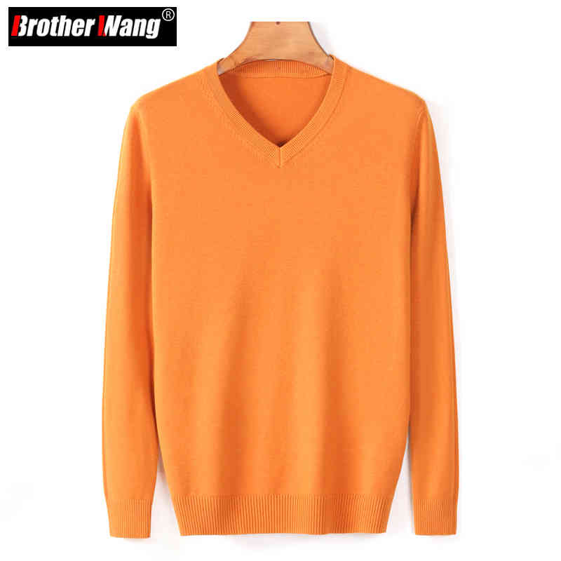 

2021 winter new men's casual thick pullover sweater fashion busins classic style v-neck sweaters male brand clothing, Black