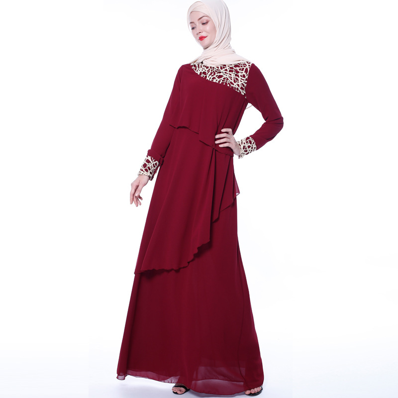 

NEW High-end Turkey Muslim Abaya Dress Women Lace Splice Elegant Hijab Dress Musulman Kimono Caftan Dubai Arab Islamic Clothing