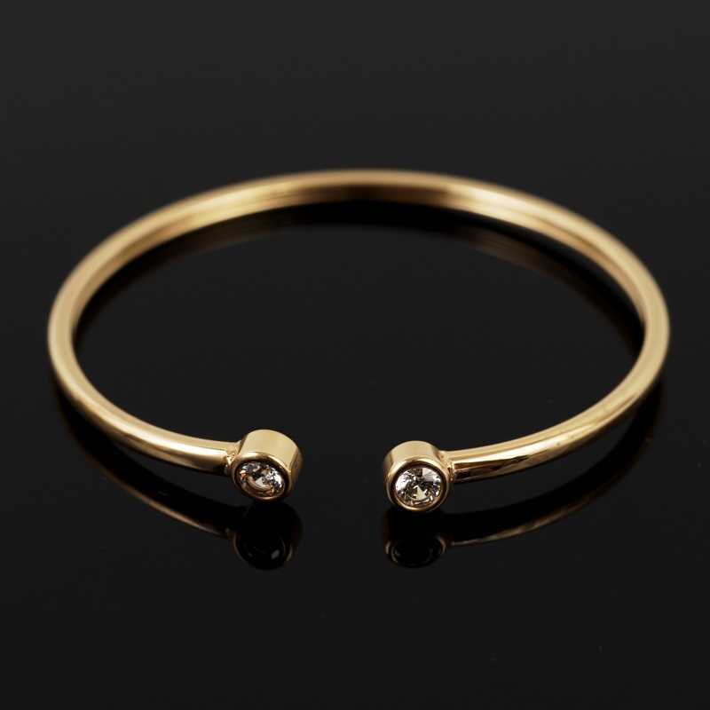 

Simple Rhinestone Adjustable Open Cuff Bangles for Women Men Jewellery Gifts Mens Bracelet Stainless Steel Fashion Jewelry Q0719