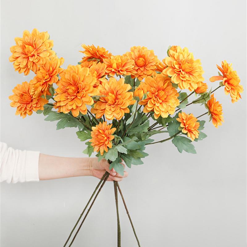 

Decorative Flowers & Wreaths 1 Stem 6 Heads Dahlia Artificial Home Decor Ornaments Silk Fake Decoration Wedding