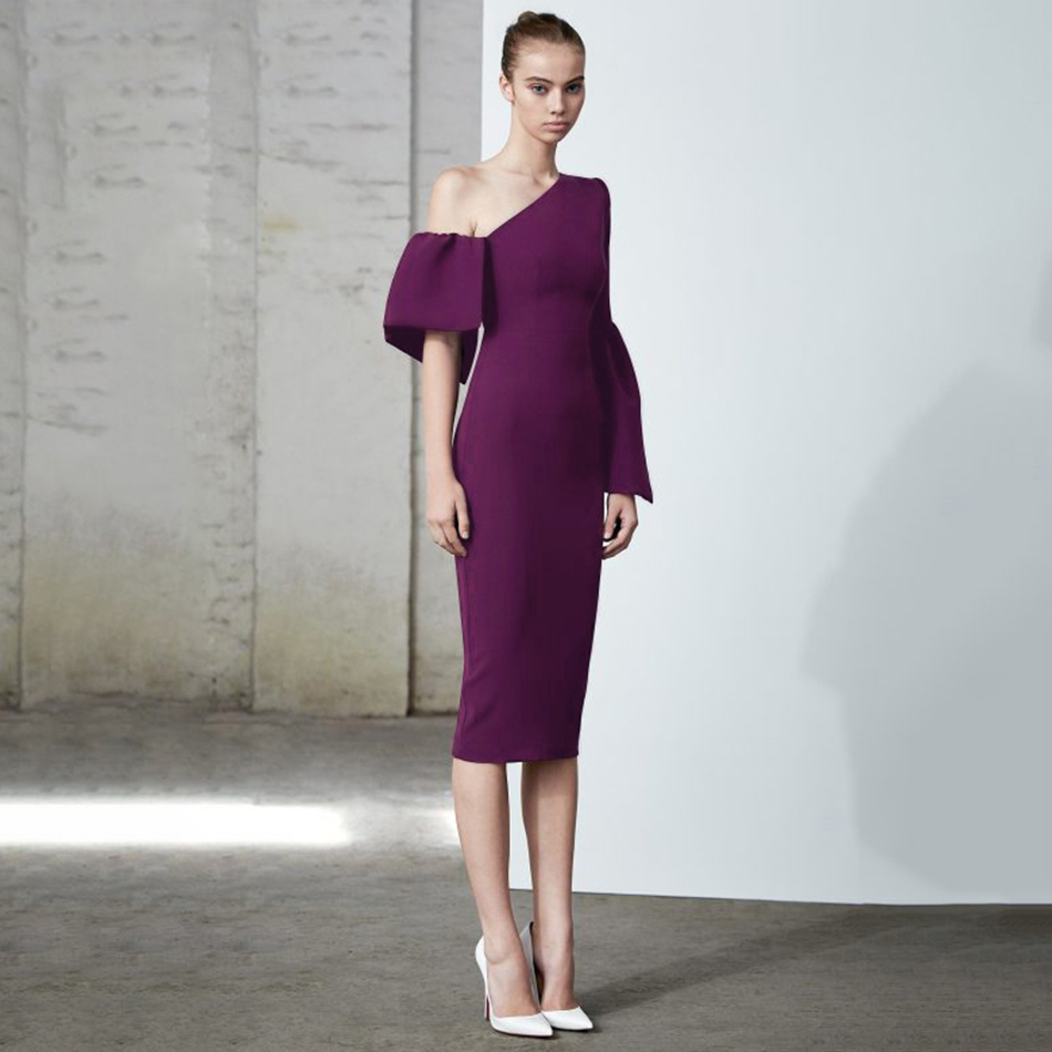 

Adyce 2021 New Summer One Shoulder Bodycon Bandage Dress Women Sexy Long Sleeve Midi Club Celebrity Evening Party Dress Vestidos, Wine red