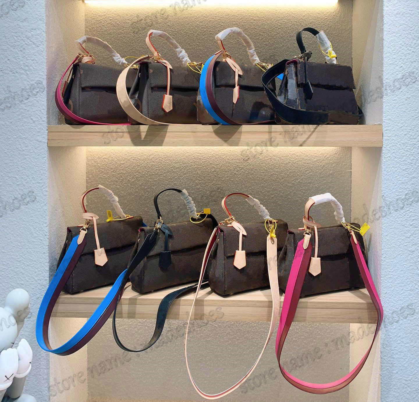 

Cluny BB M44863 CrossBody Womens Designers Luxurys Shoulder Bag Monograms Business Handbag Designer Tote Top Handle Bag With Fuchsia Bordeaux Red colorful Strap