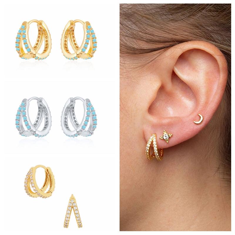 

Hoop & Huggie 925 Sterling Silver Earrings For Women Pendientes Circle Oorbellen Party Jewelry Gotico Femenino