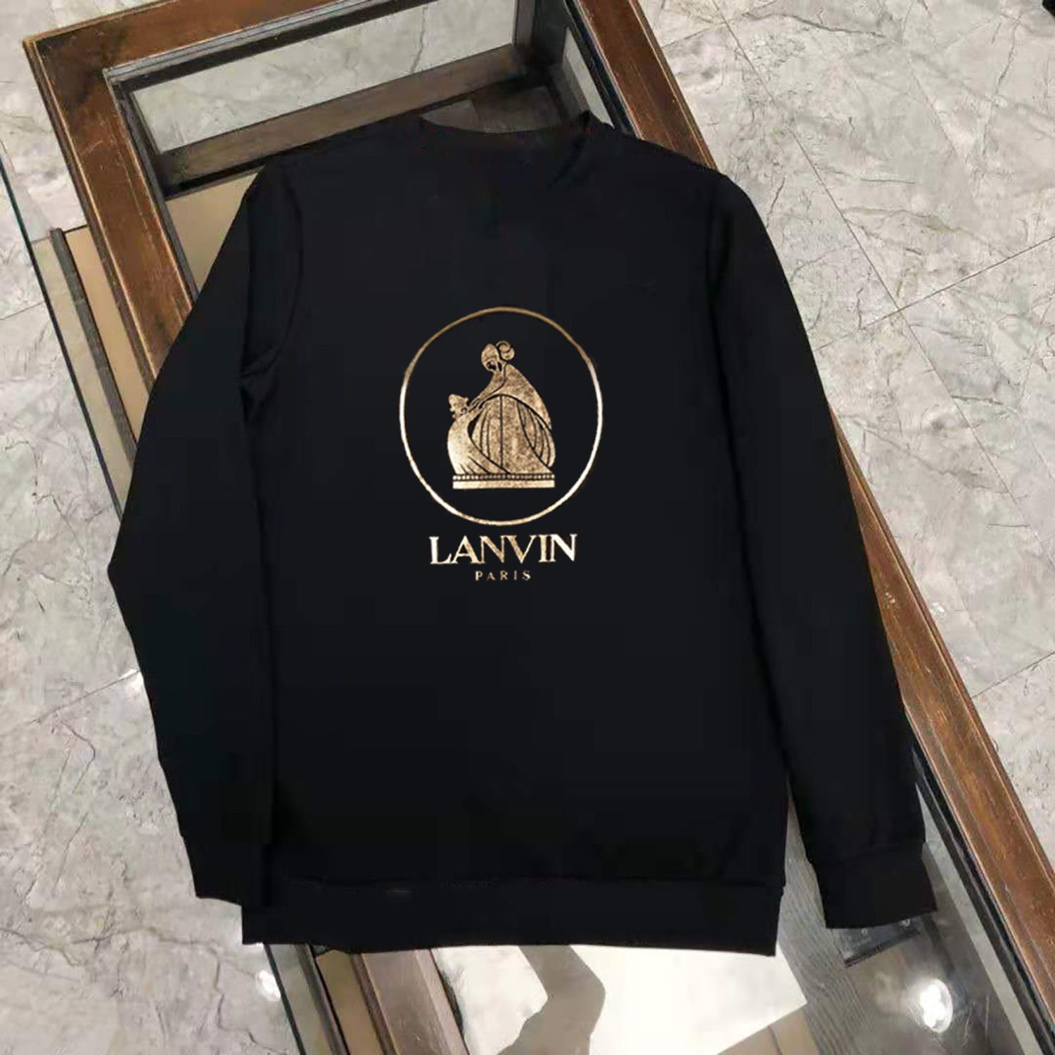 

Men' and Women' Sweater Lanvin Bronzing Autumn Coat Cotton Couple Loose Pullovers Sweater Casual Round Neck, White