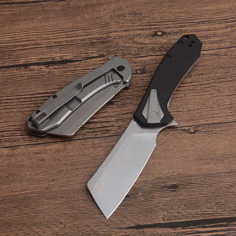 

KS 3455 Assisted Fast Open Flipper Folding Knife 8Cr13Mov Stone Wash Tanto Point Blade Black G10 + Steel Handle With Retail Box