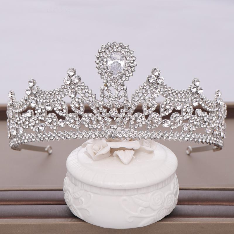 

Hair Clips & Barrettes Fashion Silver Bridal Rhinestone Crown Accessories Handmade Crystal Head Ornaments Princess Banquet Headwear, Golden;silver