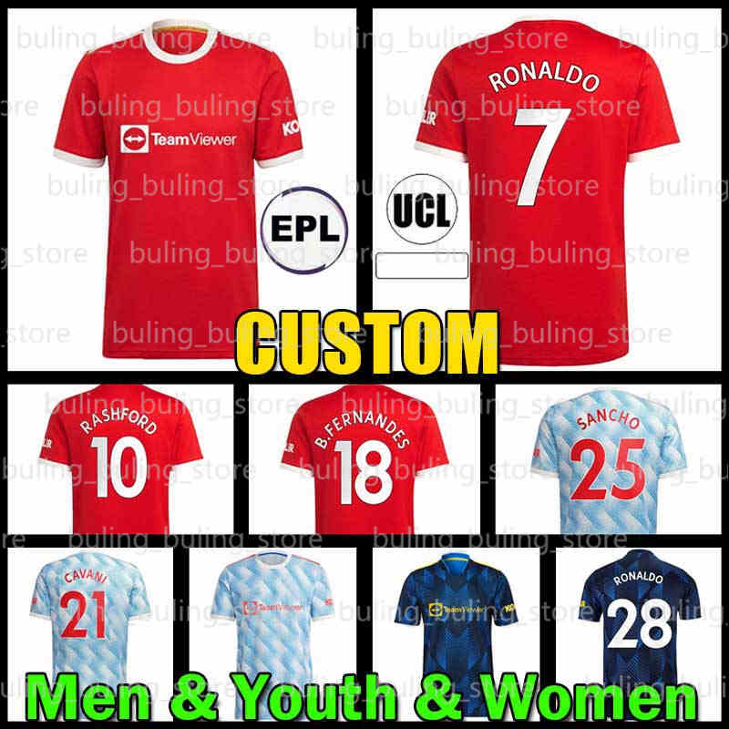 

7 RONALDO 21 22 SANCHO Manchester soccer jersey 28 UNITED Fans Player version 18 BRUNO FERNANDES LINGARD POGBA RASHFORD CAVANI football shirt UTD 2021 2022 men + kid kit, 21/22 men jersey(m l)