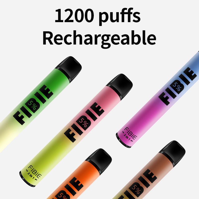 

Puff Bar Vape Disposable E-Cigarette FIBIE 1200 hits pen 450 mAh battery 5ml pods 5% level strength double flavor 2 in 1 factory original rechargeable