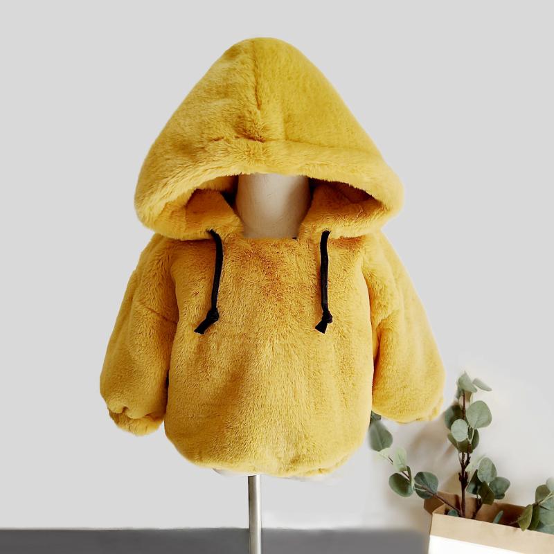 

Jackets Autumn Winter Children Plus Velvet Sweater Korean Baby Boys Girl's Faux Fur Thickened Pullover Coat Skids Hooded Warm, Blue;gray