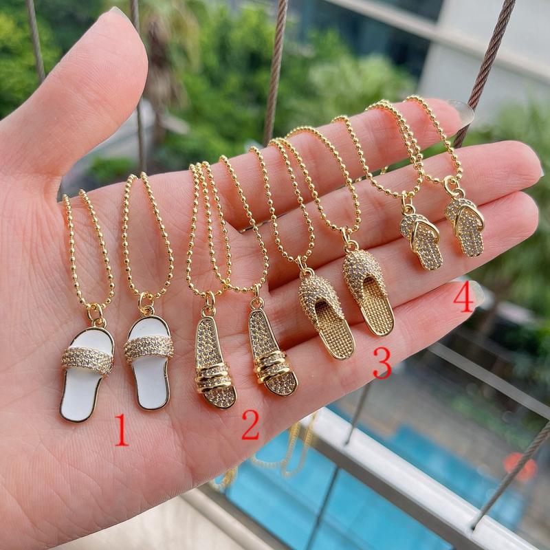 

Pendant Necklaces 10Pcs Women/Girls Fashion Zircon Mini Slippers Necklace Trendy Chain For Party Gifts CZ Jewelry
