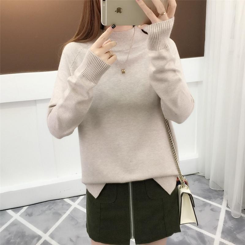 

Women's Sweaters 502739 [l Zone 24 Right] - Real S Flat Raglan Sleeve Half High Collar Sweater 2021ag, White;black