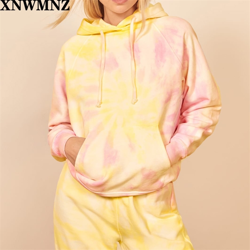 

women Tie Dye Hoodie sweatshirts Autumn Long sleeve oversize ladies pullovers casual loose pocket hooded shirt Streetwear 210520, Lavender