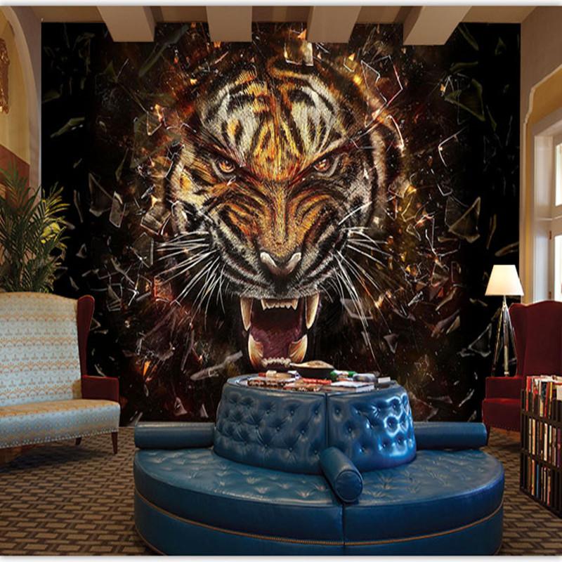 

Wallpapers Custom 3D Canvas Mural Cool Personality Tiger Lion Business Family Living Room Bedroom Background Wallpaper, As pic