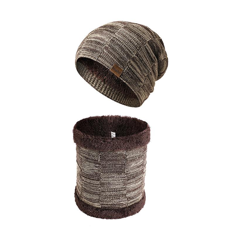 

Hats, Scarves & Gloves Sets 2pcs/set Winter Autumn Solid Color Knitted Scarf Hat Windproof Thickened Soft Warm Suit Two