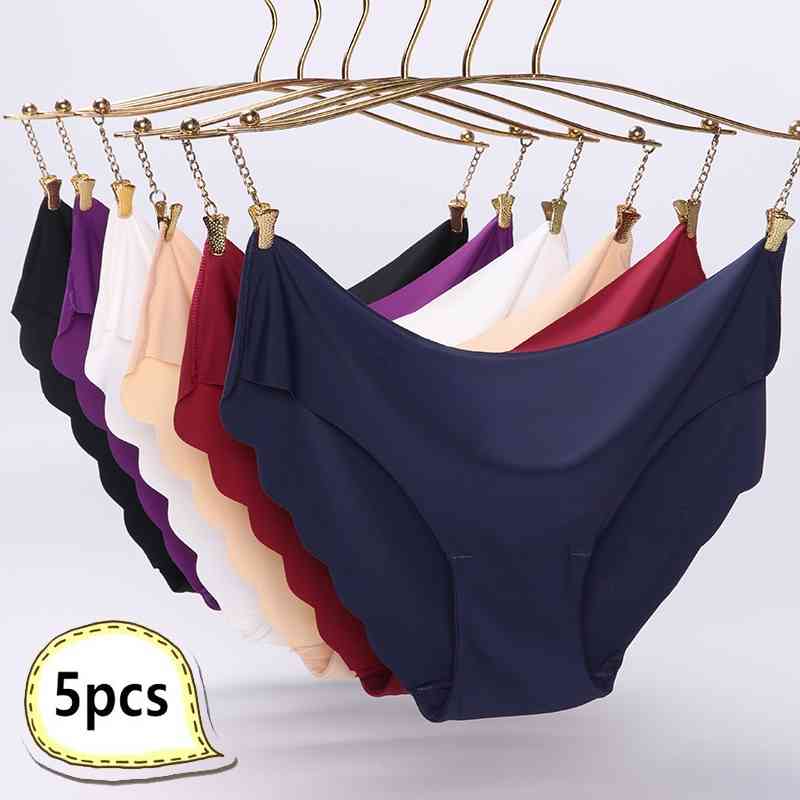 

5Pcs/Lots Sexy Panties For Women Briefs Set Seamless Lingerie Solid Mid-Waist Cotton Panty Female Underpants Underwear 210720, Muti-color