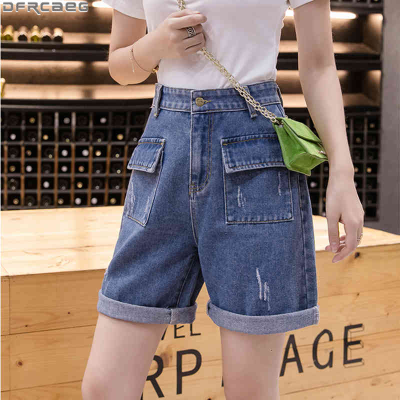 

Women' Shorts -5XL Plus size Oversized Denim Women Summer Casual Streetwear Jean Short Feminino Scratch Ripped Boyfriend Jeans H, Blue