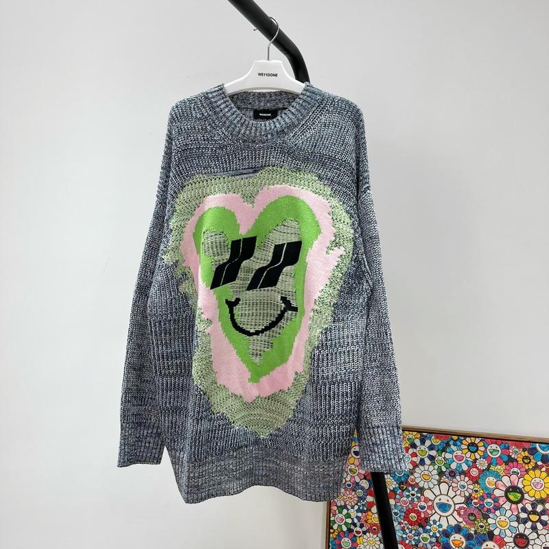 

Men' Sweaters High Quality Gray Heart We11done Fashion Sweater Men 1:1 Autumn Winter Knit Sweatshirts Welldone Women Crewneck Coat