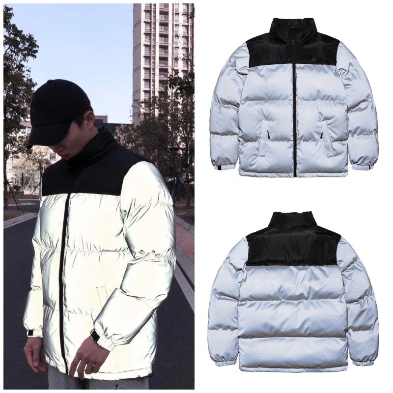 

womens mens Reflective down jacket winter parkas coats women Hip Hop Streetwear Fashion Design good quality JK009, Extra postage;no ship