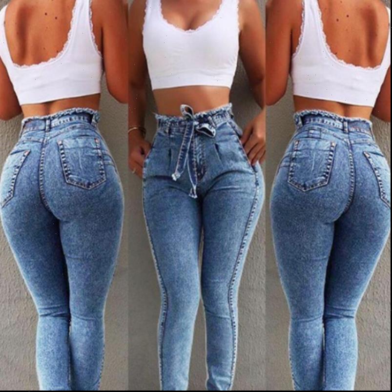 

high waist slim stretch womens jean denim bandage plus size ouc326, Blue