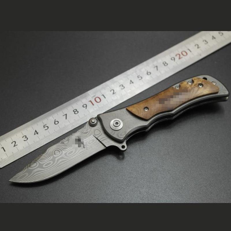 

2021 HW165 Fashionable Newly Outdoor Knives Portable Camping Damascus Leather Pocket Browning 339 Folding Fruit Knife