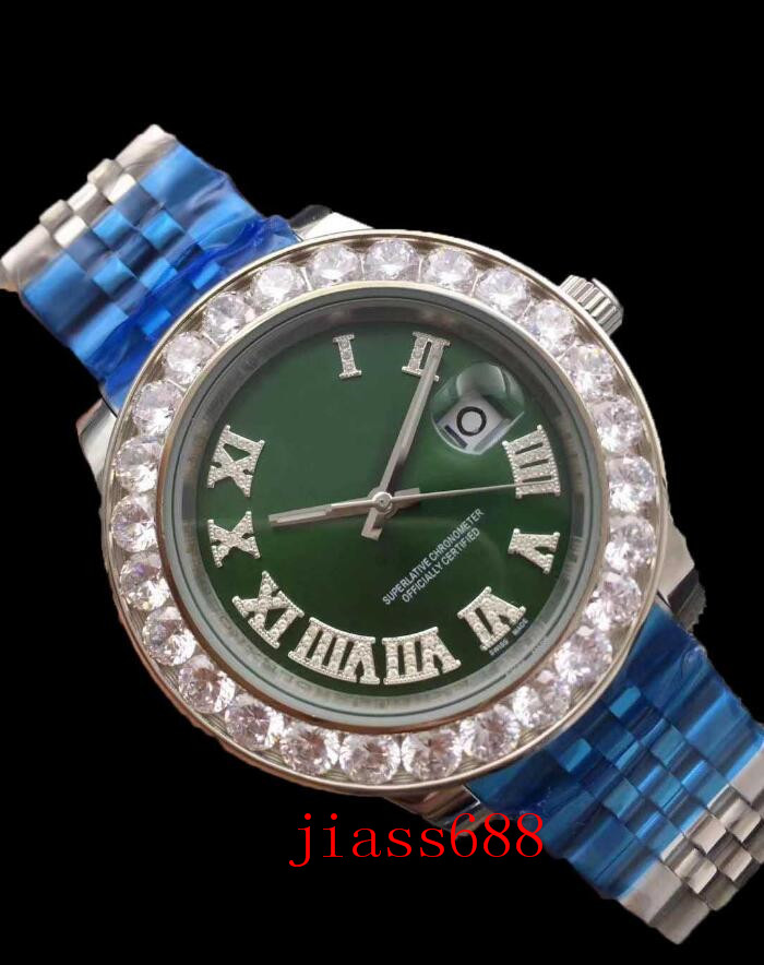 

president day date 18k gold perpetual luxury mens watch big diamond bezel stainless steel original strap automatic men watches.., Slivery;brown