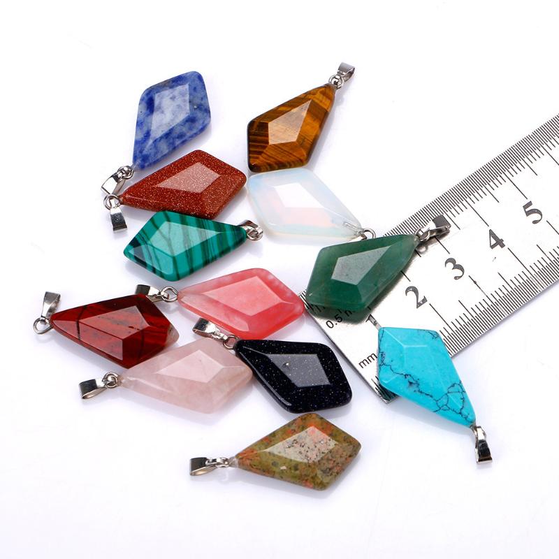 

Charms Natural Semi-precious Stone Face Unisex High Quality Colorful Pendant Box For Jewelry Making DIY Necklace Accessories 12pcs/box, Bronze;silver
