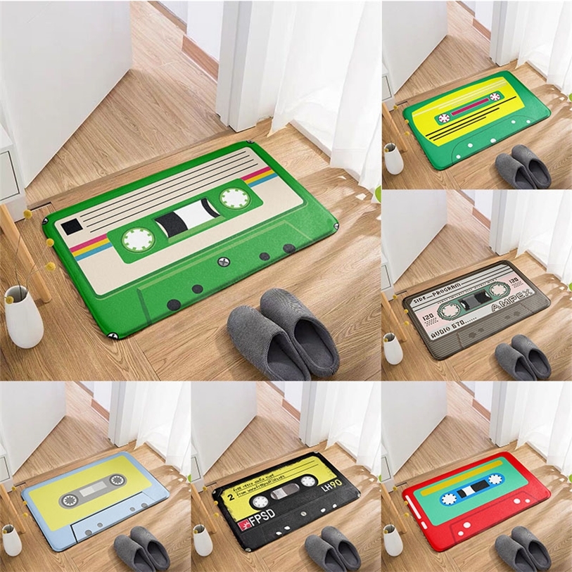 

Fun Vintage Cassette Tape Door Mat Entrance Corridor Anti-Slip For Kitchen Bathroom Living Room Vacuuming Carpet 220311, Style4