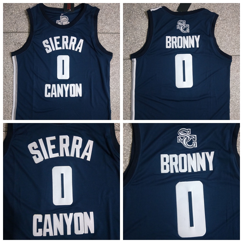 

2022 Bronny James Sierra Canyon High School Jersey #0 Basketball Jerseys Navy Blue Stitched Shirts Mens S-XXL