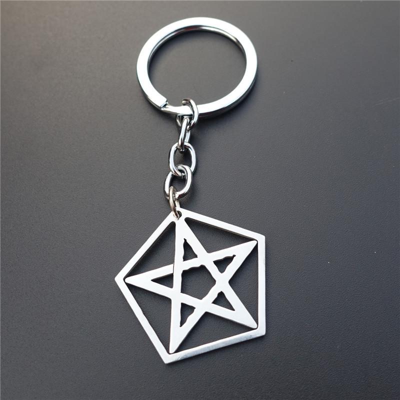 

Keychains Star Stainless Steel Urgent And Black Keyring Male Female Jewelry Gift, Silver