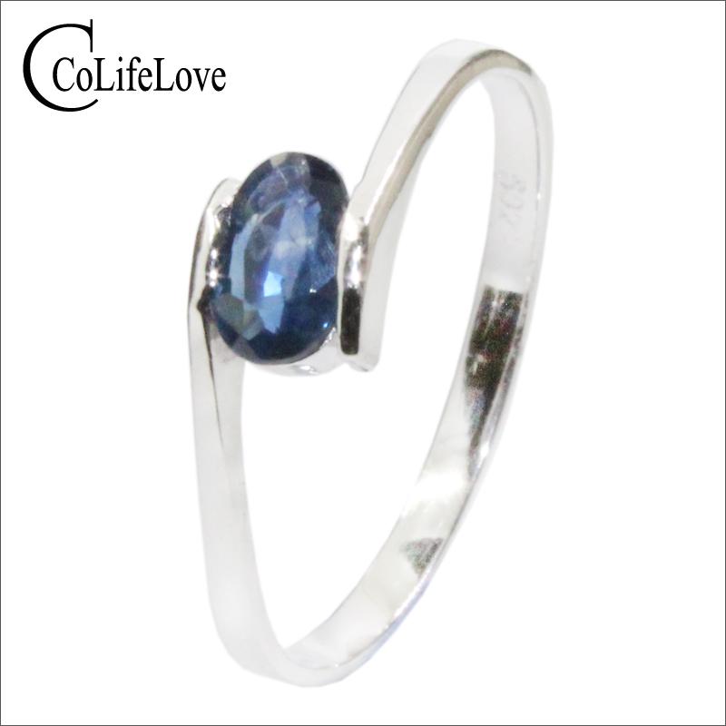 

Cluster Rings Fashion Design Silver Sapphire For Women Solid 925 Ring 0.5 Ct Natural Gemstone, Golden;silver