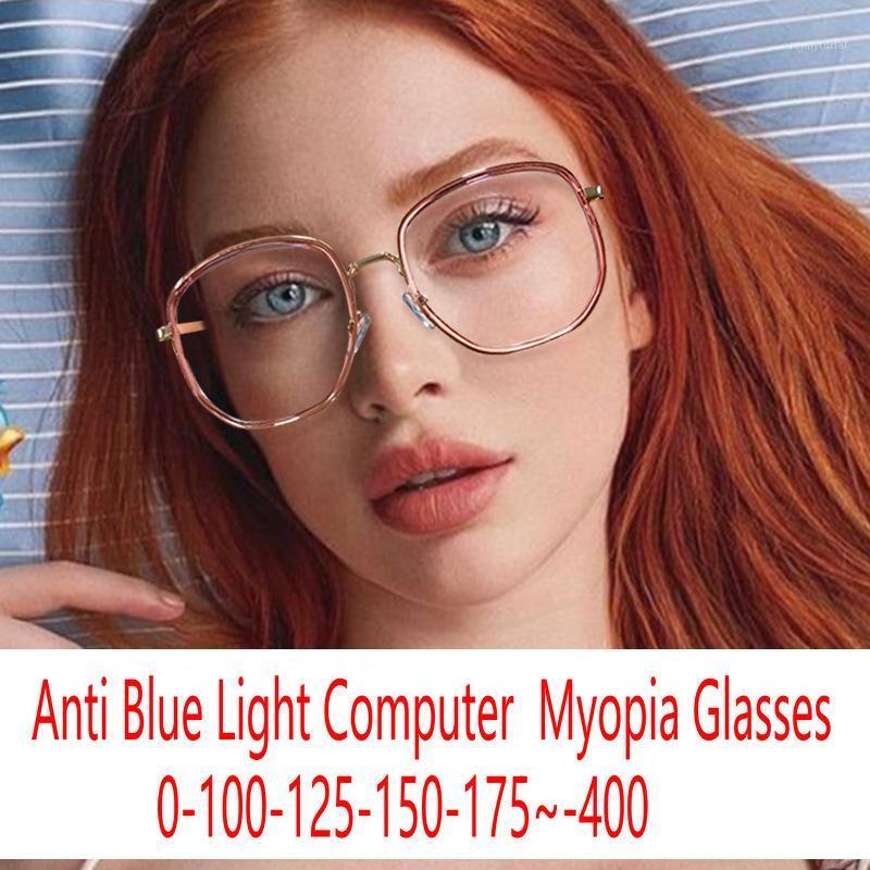 

Sunglasses Myopia Glasses For Women Men Anti Blue Light Round EyewearTransparent Computer Frame Prescription Eyeglasses FML