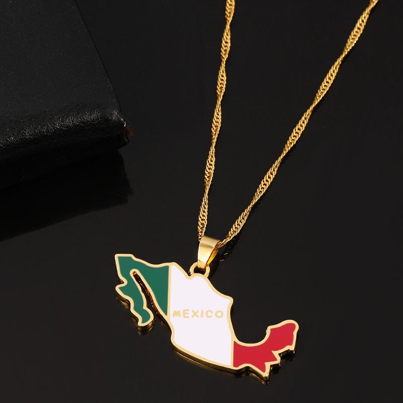

Mexico Map Flag Necklace Fashion Nation Charm Women Sweater Collar Special National Day Memorial Gift Jewelry Pendant Necklaces