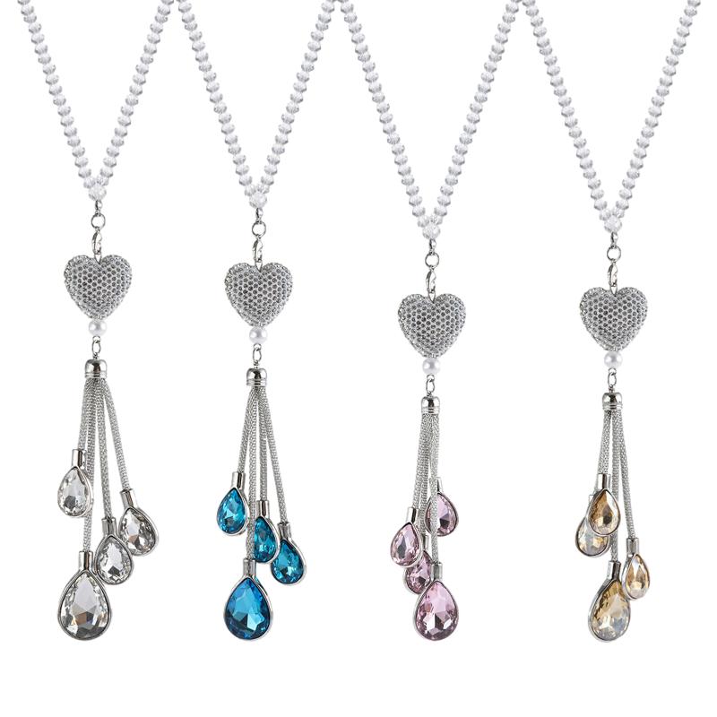 

Interior Decorations Car Rearview Mirror Pendant Rhinestone Decoration Rear View Charm Crystal Lucky Girls Women